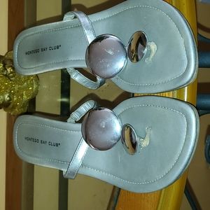 Silver Wedge flip flops size 11